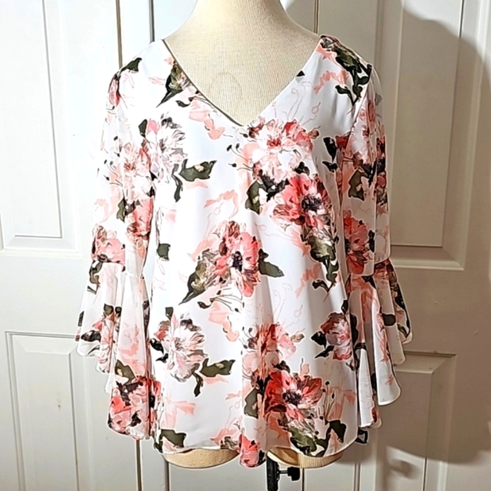 Frank Lyman delicate exquisite women blouse. Size 6.‎ Ruffle sleeves. Excellent